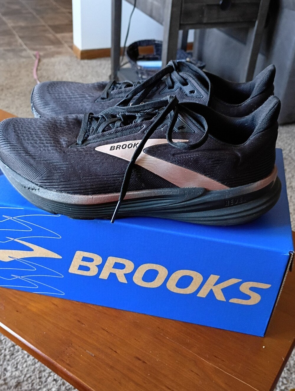Brooks Woman's Black Running Shoes with Rose Gold Accent